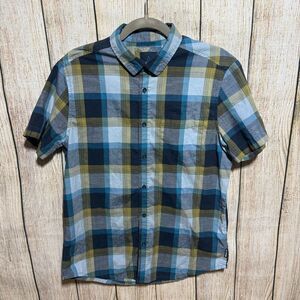 Prana Blue and Green Plaid Shirt, Size S